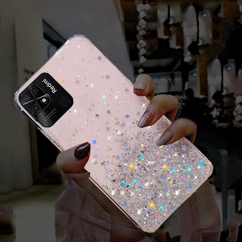 Чехол для телефона для Xiaomi Redmi 10C 4G, роскошный мягкий чехол с градиентом и блестящими звездами для Redmi 10C 10 C, противоударный, прозрачный, силиконовый, задняя крышка