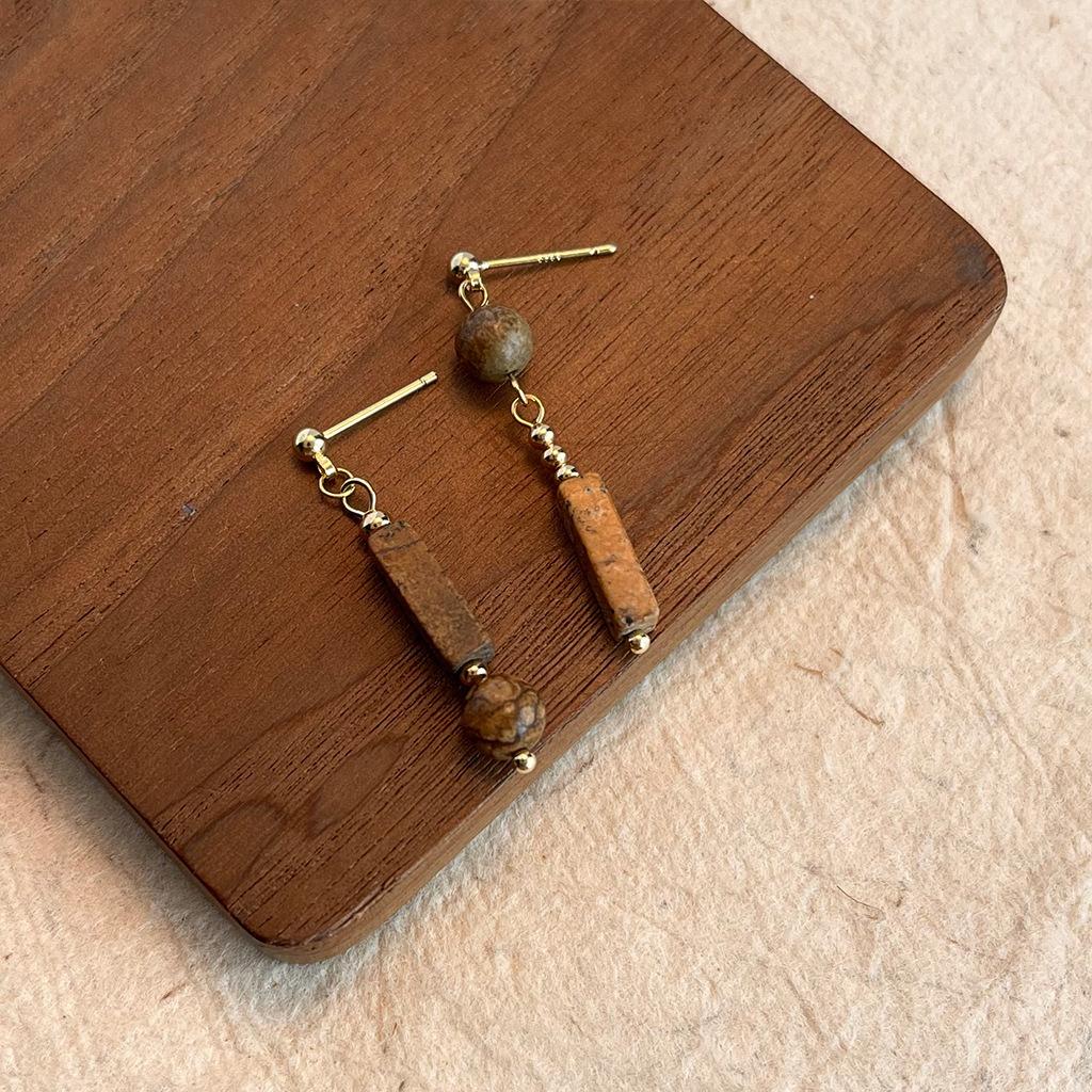 Серьги-подвески оригинального дизайна, этнический стиль, серьги из бисера из натурального камня, серьги в стиле ретро и персонализированные новые серьги в китайском стиле