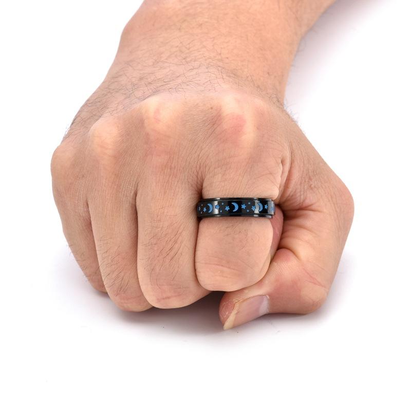 SCIONE Новое светящееся вращающееся кольцо Звезда Луна из нержавеющей стали женское кольцо с ароматом ювелирное изделие