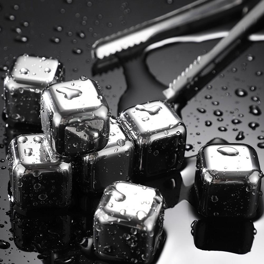 Stainless-Steel Ice Cubes Reusable Chilling Stones For Whiskey Wine Drink Cold