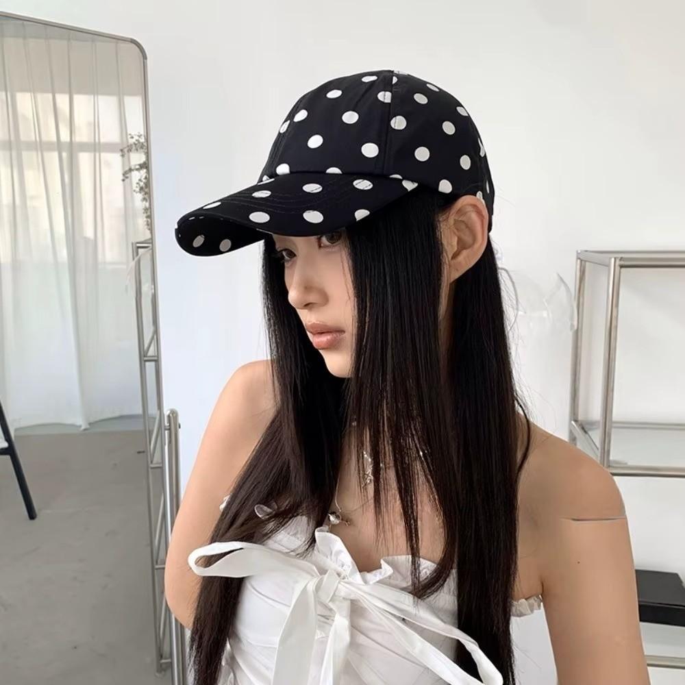 Breathable Polka Dot Baseball Cap Polyester Sun Hat Japanese Peaked Hat  Travel