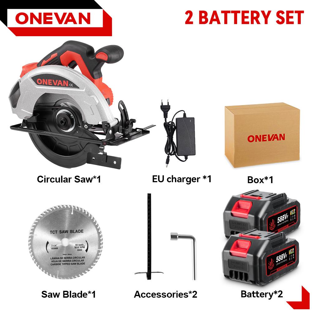 ONEVAN 7Inch 185mm Brushless Electric Circular Saws Cordless Adjustable Woodworking Cutting Power Tool For Makita 18V Battery