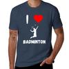 I love Badminton red heart Badminton passion racquet smashing TShirt Big and Tall Gym TShirt