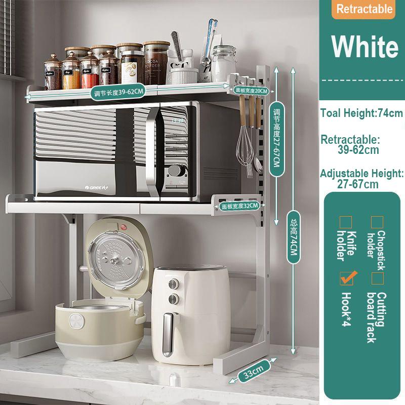 Кухонная выдвижная стойка для хранения микроволновой печи, бытовой органайзер для кухонной столешницы, шкафы для хранения кухонной утвари, регулируемая полка для специй