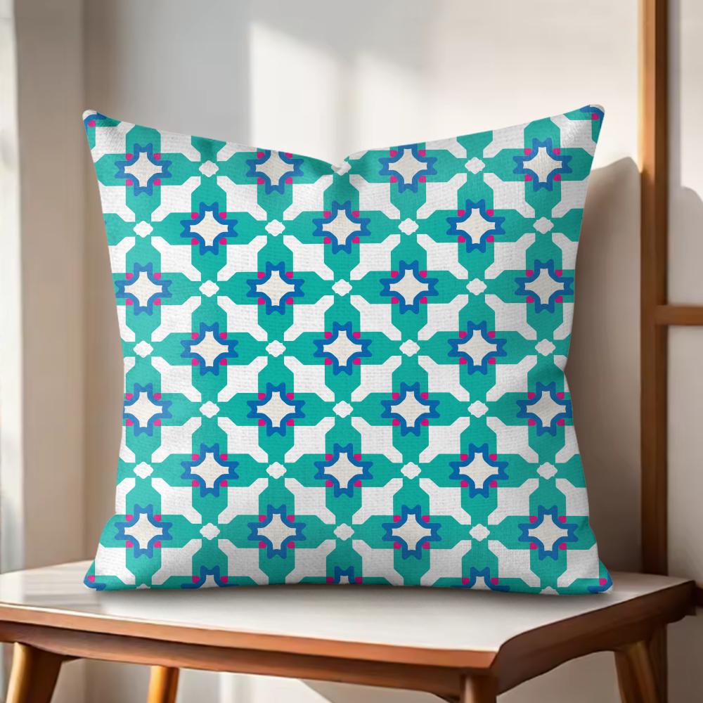 Abstract geometry Art Cushion Cover Natural Linen Organic Fabric DoubleSided Printing Couch Pillow Covers Home Decor