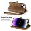 Wallet Zipper Purse Card Solt Leather Case For iPhone 14 15 Pro Max 13 Mini 12 11 SE 2022 X XR XS 8 7 Plus Strap Bag Book Cover
