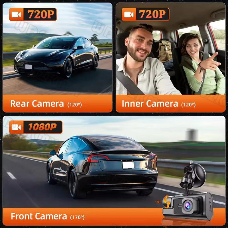 3-канальная видеокамера для автомобиля 1080P Автомобильная камера WIFI Видеорегистратор 2 объектива Камера переднего и заднего вида Автомобильный видеорегистратор Черный ящик Автомобильные аксессуары