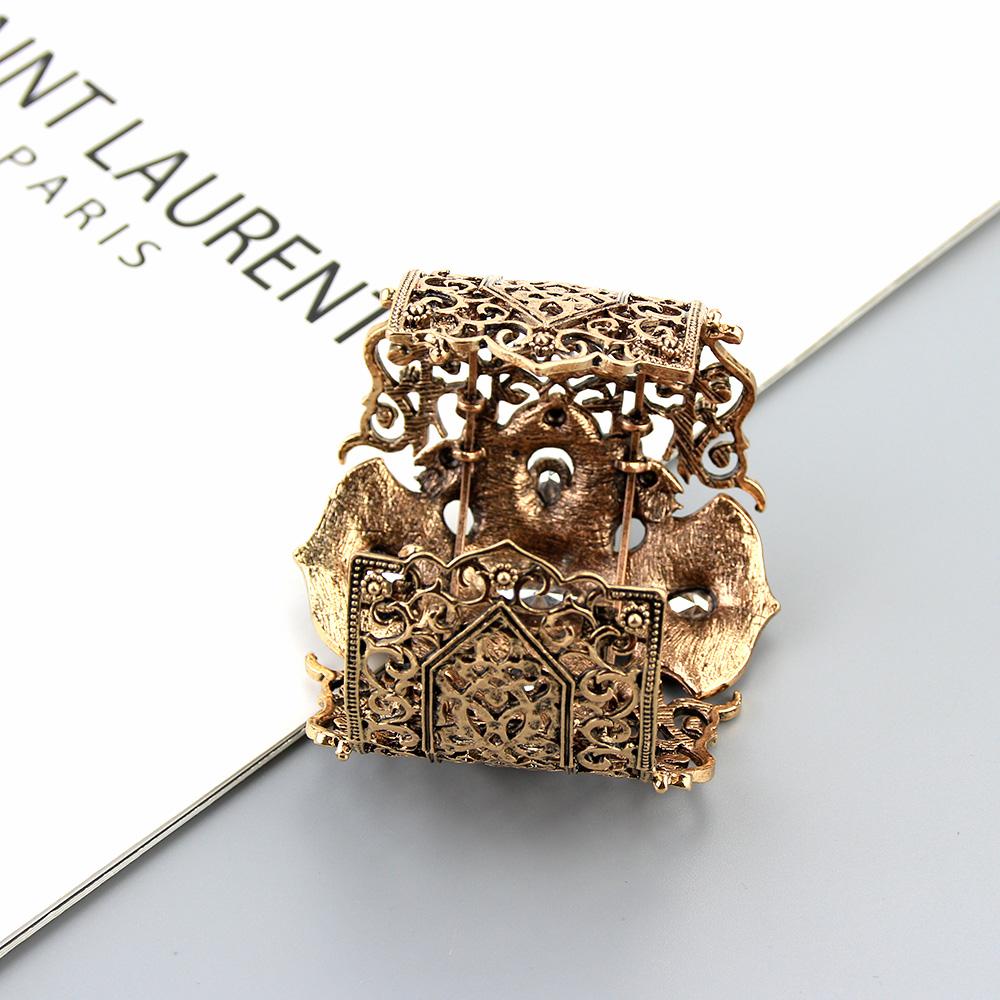 Sunspicems Винтажный Турецкий Браслет-Браслет Большой Женский Манжета Браслет Ретро Золотой Цвет Серый Кристалл Богемия Свадебные Украшения Подарок