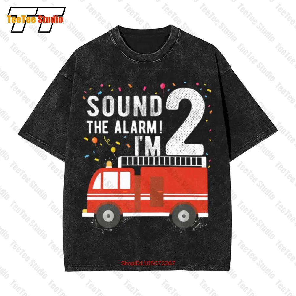 Kids Fire Truck 2Nd Birthday Boy 2 Year Old Firefighter Vintage Oversized T-Shirt YUDD