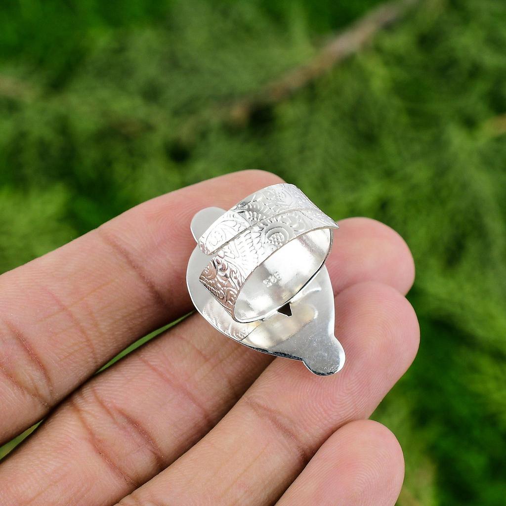 Натуральный Сколоцит Драгоценный Камень Серебро 925 Пробы Заявление Регулируемое Кольцо Для Девочек