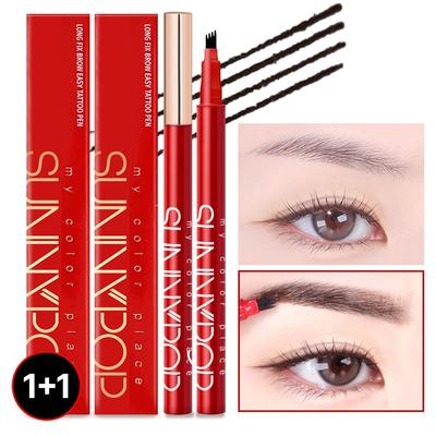 Карандаш для татуажа бровей Sunny Pop Long Fix Brow Easy, 01 темно-коричневый, 2 шт.