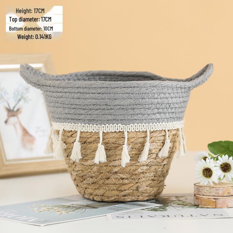 Handheld Flower Basket for Fresh & Dried Flowers, Woven with Willow, Rattan & Straw - Perfect for Flower Arrangement or Picnic