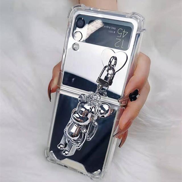 Роскошный браслет-цепочка со стразами, зеркало для макияжа, чехол для Samsung Galaxy Z Flip 4 Z Flip 3 Flip3 Zflip 5g, противоударный чехол