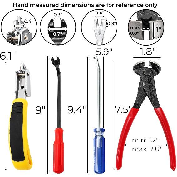 Hiceeden 4 Pcs Carpet Staple Remover Tools, Heavy Duty Staple Puller with End Cutting Plier, Nail Puller Tack Lifter Tool for Removing Staples on