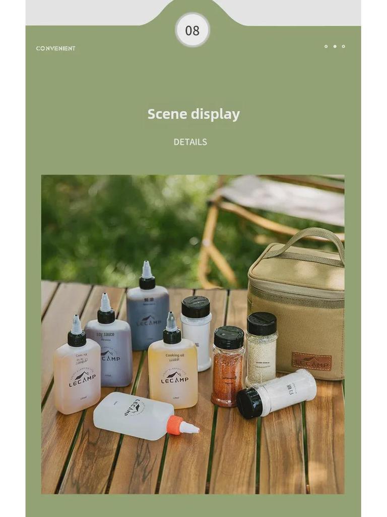 Портативный набор бутылок с приправами для кемпинга и пикников с герметичными бутылками для масла и сумкой для хранения