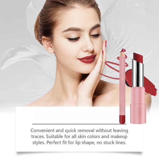 Набор бальзама для губ и карандаша для губ Стойкая водостойкая матовая помада Не скатывающаяся помада Многофункциональный усилитель блеска для губ