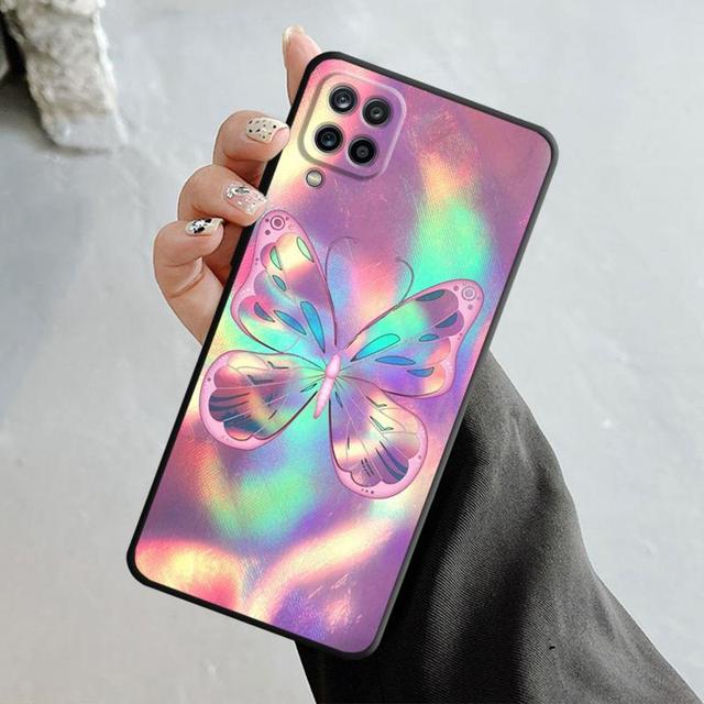 Чехол для Samsung Galaxy A70 A70s A50 A30s A04s A20s A20e A02 A02s A03 A42 M52 M31 M04, блестящий эстетический чехол с бабочкой и розой