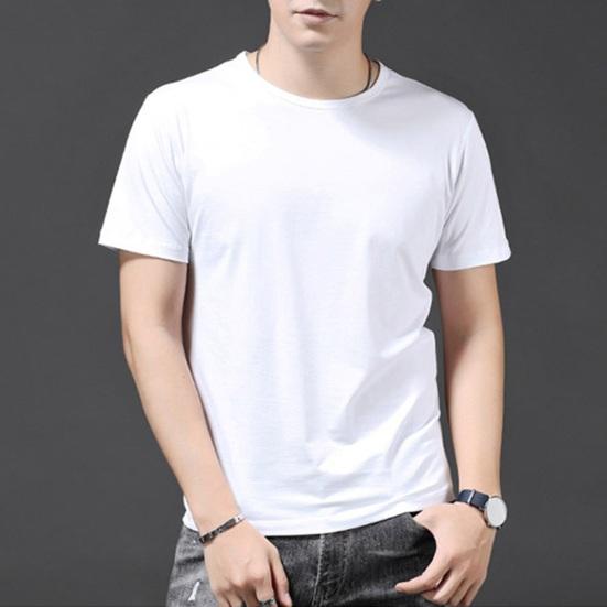 Летняя мужская футболка больших размеров, однотонная, с круглым вырезом, с короткими рукавами, средней длины, с хорошей воздухопроницаемостью, пуловер, топ