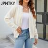 JPNTKY Женская мода Повседневный однотонный принт Осень Зима Длинный рукав Свободные свитера Кардиганы