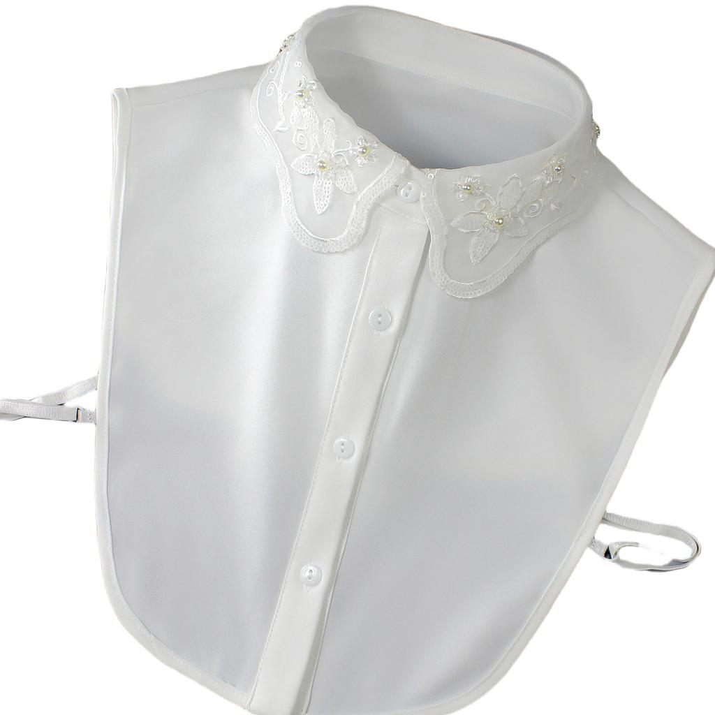 1 шт. накладной воротник с цветочными узорами, бисером, пайетками и волнистыми краями, блестящий декоративный воротник для рубашки, который можно носить а