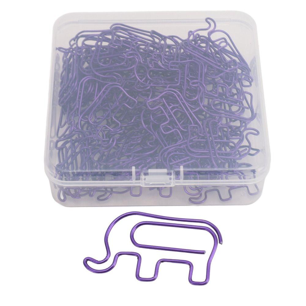 100PCS with Storage Box Paper Clip Purple / Green / Silver Metal Paper Clip Photo Bookmarking