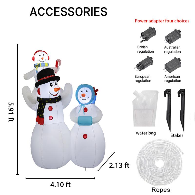 5.9FT Xmas Inflatable Yard Decor Snowman Family LED Christmas Home Decoration Ornament Festive Toy Gift Supplie Holiday Decor