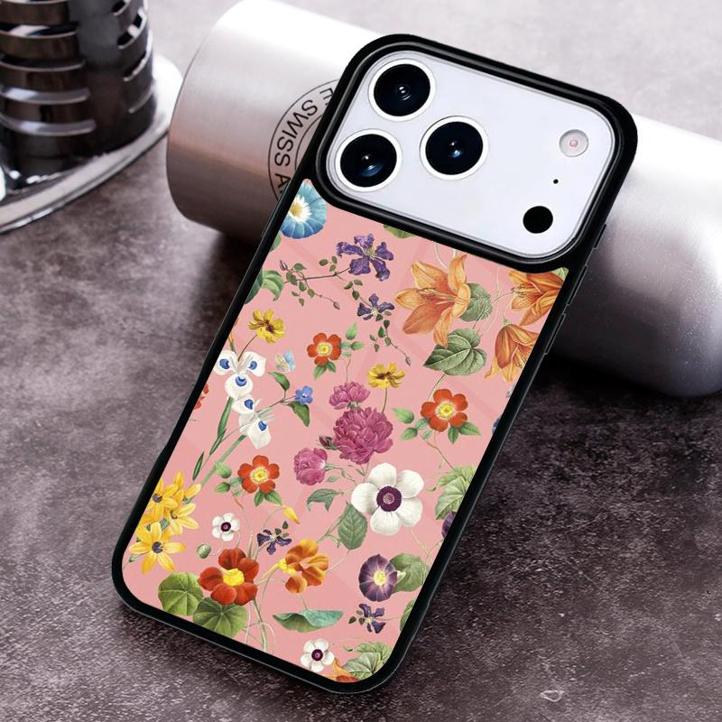Винтажный чехол для телефона с цветами и листьями для iPhone 17, 16e, 15, 14, 13, 12, 11, Mini, Pro, MAX, мягкий силиконовый чехол