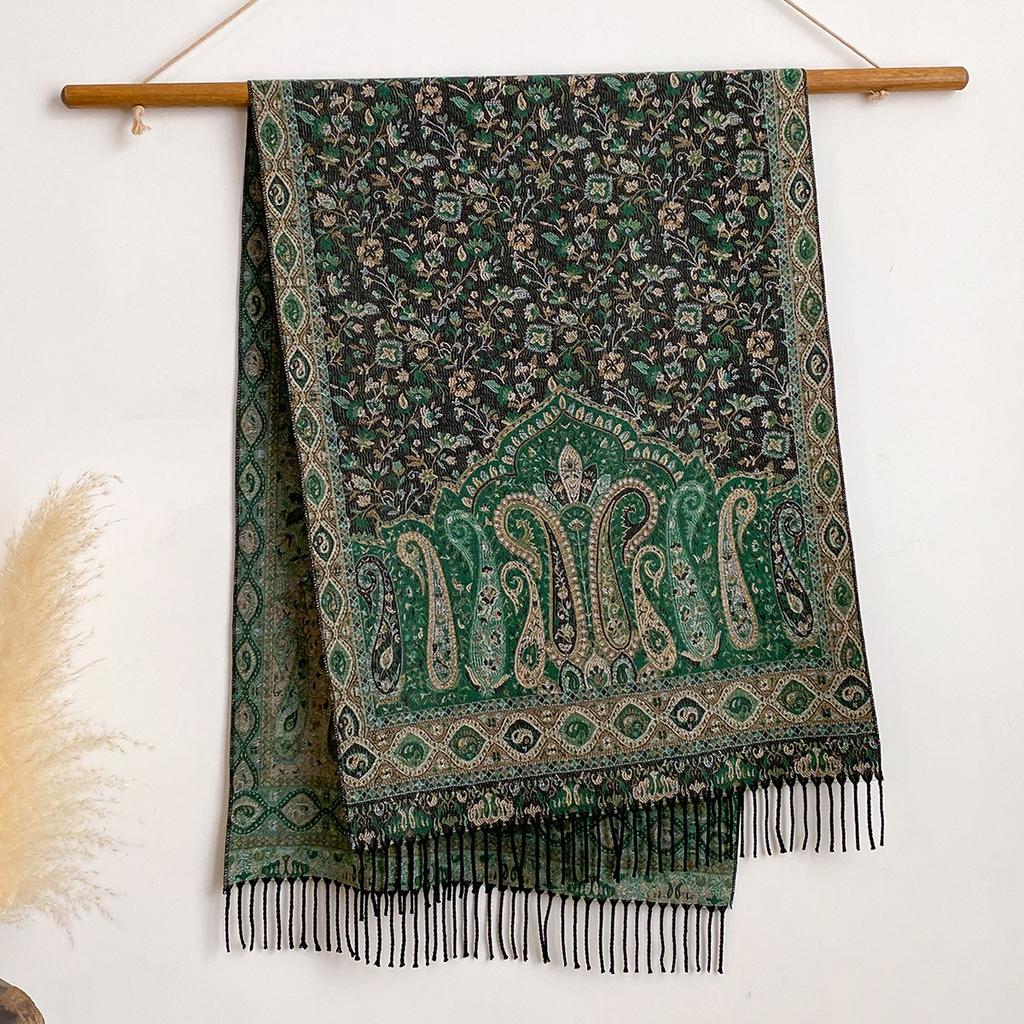 Bohemian Versatile Jacquard Cashew Ethnic Style Big Shawl Women'S Scarf Vintage Tassel