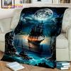 3D Pirate Ship Boat,Sailboat,Barque Blanket,Soft Throw Blanket for Home Bedroom Bed Sofa Picnic Travel Office Cover Blanket Kids