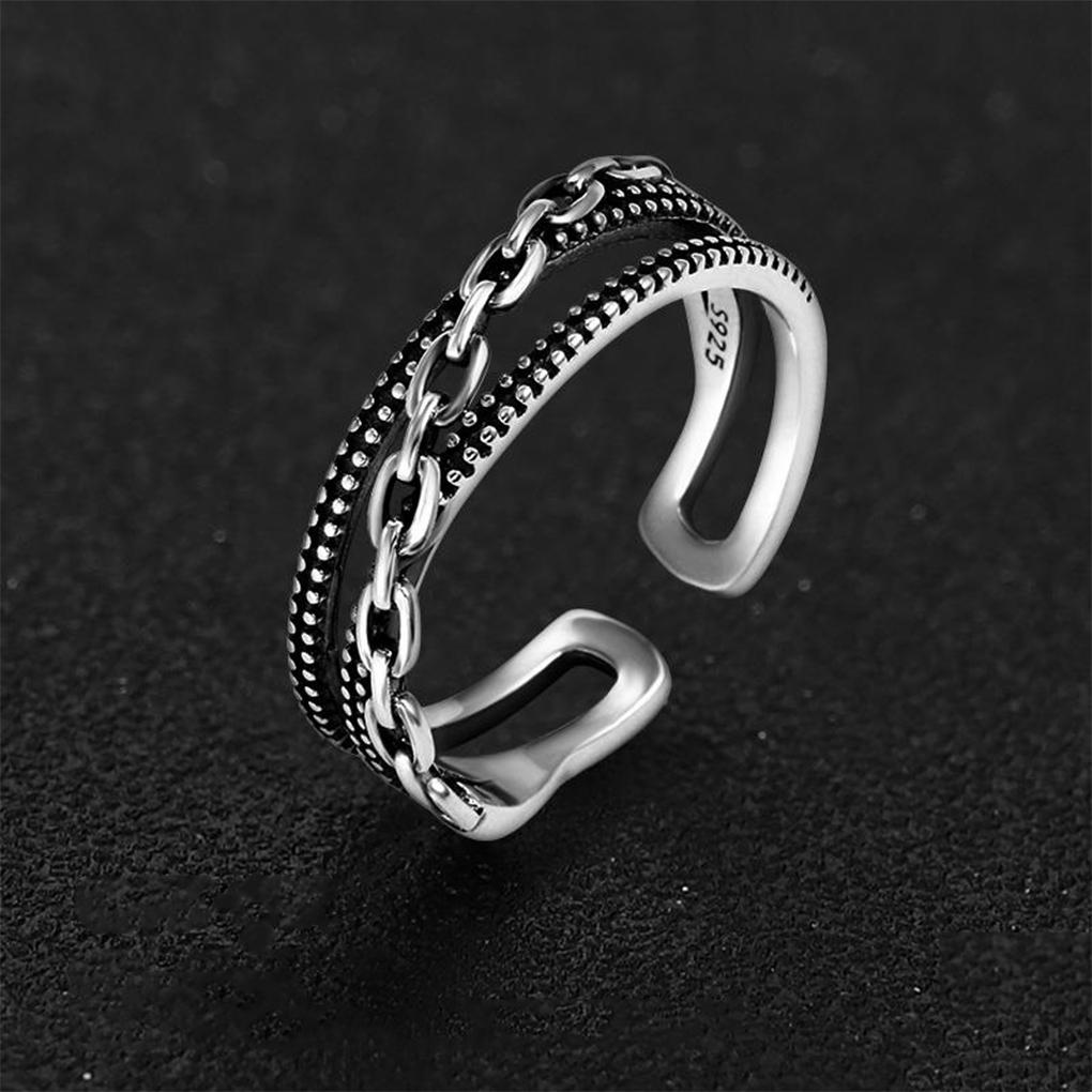 Men Ring Copper Opening Rings Hand Decor Retro Trendy Chain Lovers Jewelry for Party Decorations Jewelries Accessory