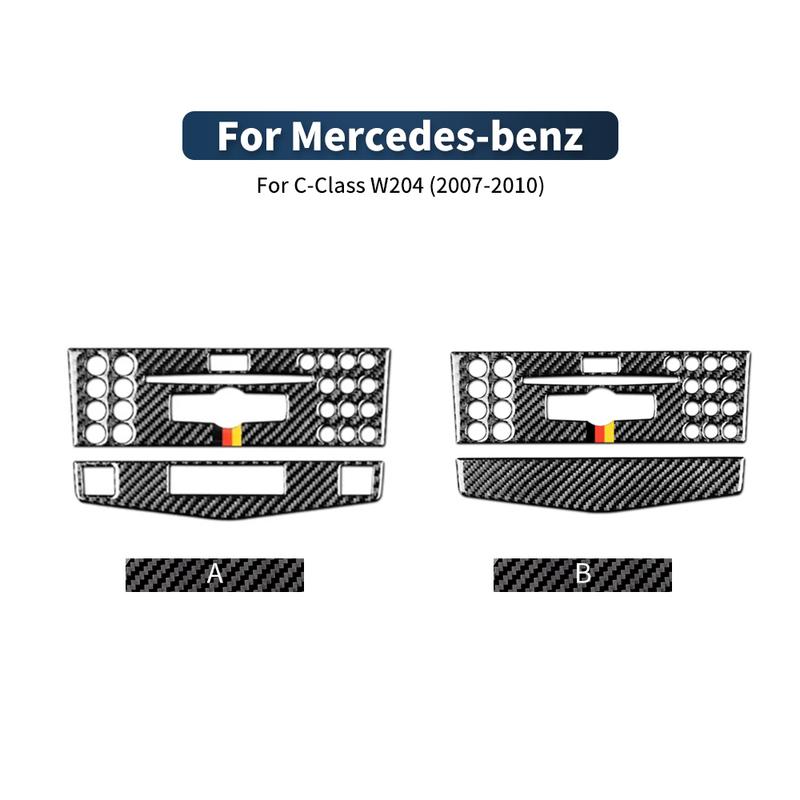 Real Soft Carbon Fiber Sticker for Mercedes Benz W204 2007 2008 2009 2010 Central AC CD Control Panel Interior Trim Accessories.