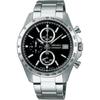Мужские кварцевые часы-хронограф Seiko Selection SBTR005 Черный циферблат Нержавеющая сталь Батарейка Дата Календарь