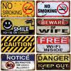 Caution License Plates  Metal Tin Signs for Wall Art Decoration Vintage Tags Metal Automotive Signs For Cafe Bar Club Garage Pub