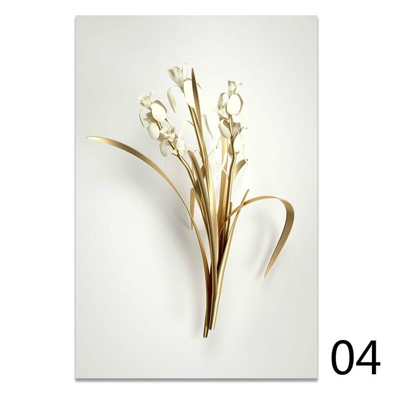 Золотой цветок, абстрактный растительный настенный плакат, скандинавская печать на холсте, картина, современное популярное искусство, украшение, картина, декор для гостиной