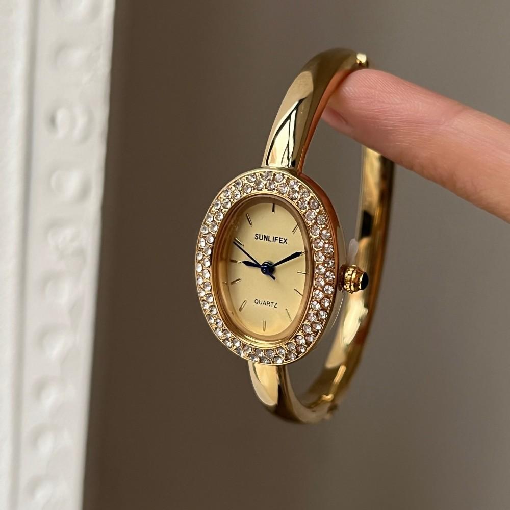 Женские кварцевые часы Роскошные римские цифры Reloj Минималистичные простые овальные часы Женские часы из нержавеющей стали Orologio Золотой корпус Наручные часы