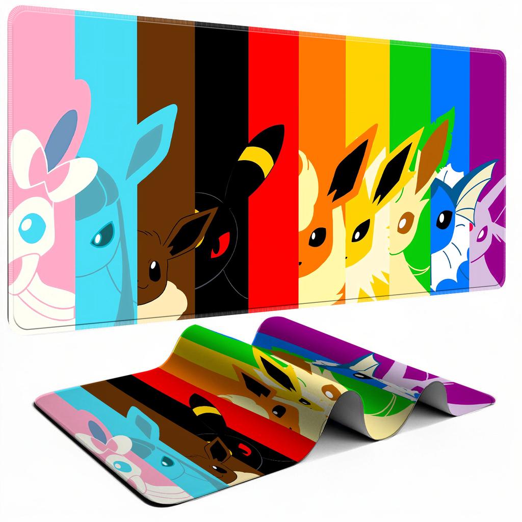 Kawaii Japan Anime Mouse Pad PC Colorful Eevee Gamer Cabinet Mousepad HD Keyboard Rug Laptop Gaming Rubber Desk Mat