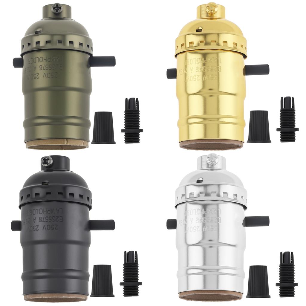 Винтажный патрон для лампы E26 E27 с проходным выключателем, замена патрона для лампы, сверхпрочный, антикварное освещение, ретро, простая установка