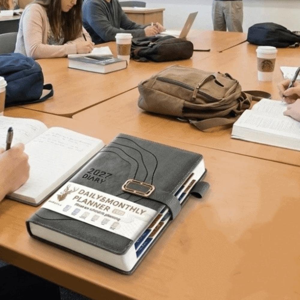 PU Leather Cover 2027 Schedule Notepad Thickened Agenda Planning Notebook  Self-discipline