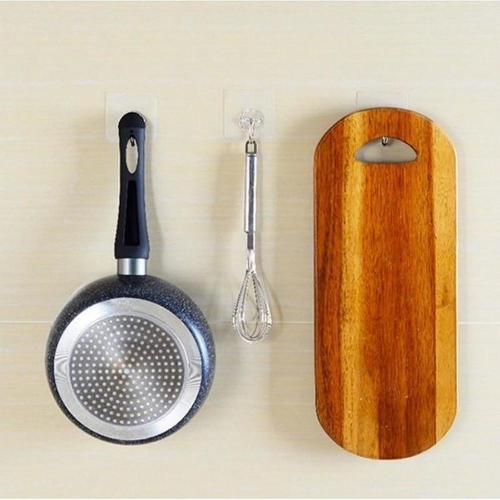 10Pcs Wall Hooks Reusable Adhesive Heavy Duty Sticky Transparent Ceiling Bath Utility Hooks Hangers