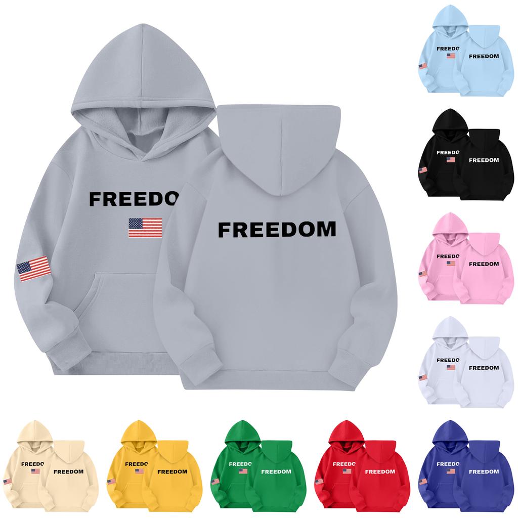 Children's Fashion Hooded Long Sleeved Printed Casual Pullover Sweatshirt Top