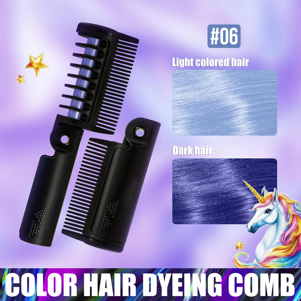 Temporary Hair Color Comb with Foldable Design for Quick Bright Hair Chalk Styling Non Toxic Washable Colorful Hairbrush for Adults Halloween Cosplay