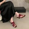 Wedge Heel Red French Cool Slippers Fairy Shoes Wear 2025 New Summer Temperament with Skirt Sandals