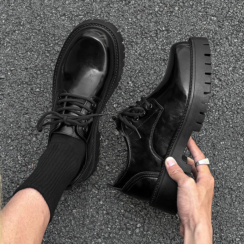 Новые британские кожаные туфли повседневная обувь увеличивают рост дорожные модные тенденции универсальные туфли дерби на платформе 3136-R