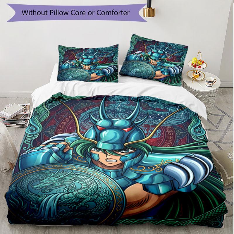 3pcs Duvet Cover Set (1*Duvet Cover + 2*Pillowcase, Without Core), Saint Seiya Print Soft All‑Season Bedding Set, Home Bedroom Decor Gift