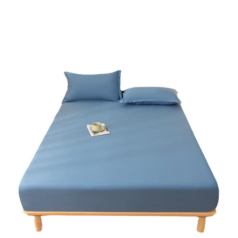 Cross-Border Hot Selling Solid Color Sanding Skin-Friendly Aloe Cotton Bedspread Washed Cotton Fitted Sheet Simmons Dustproof Protective Cover