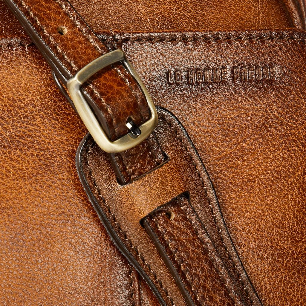 Сумка через плечо из воловьей кожи, произведенная в Японии, архаичная, 71863, коричневая [L'Homme Presse]