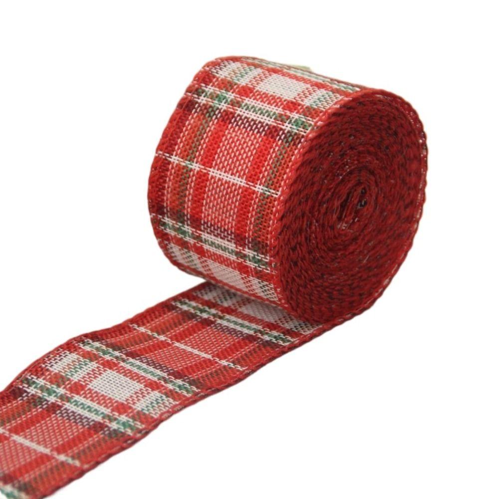 Red Black Lattice Linen Ribbon Imitation Linen Lattice Ribbon Christmas Plaid Ribbon Gift Wrapping