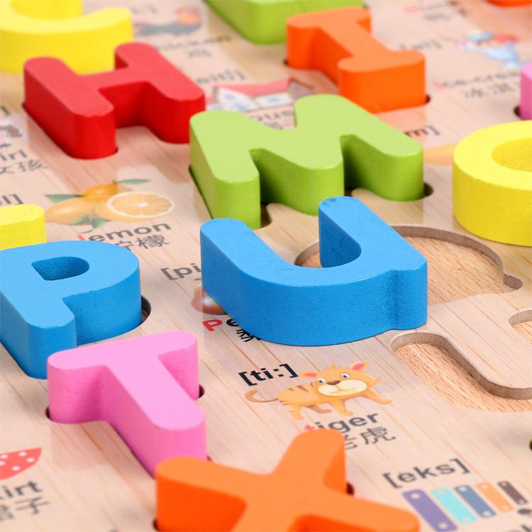 Детские ранние развивающие игрушки, деревянная игрушка-головоломка с хваткой для рук, игрушка-головоломка с алфавитом и цифрами, обучение, детская деревянная игрушка