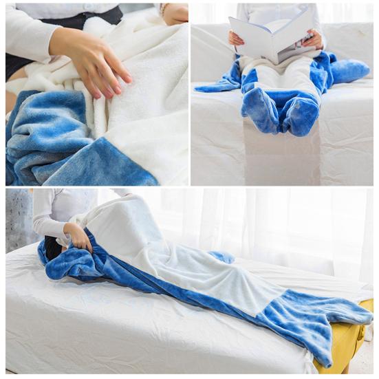 Носимое одеяло с изображением акулы, очень мягкая, уютная фланелевая толстовка с капюшоном, спальный мешок для взрослых и детей, костюм акулы для косплея, подарок для любителей акулы