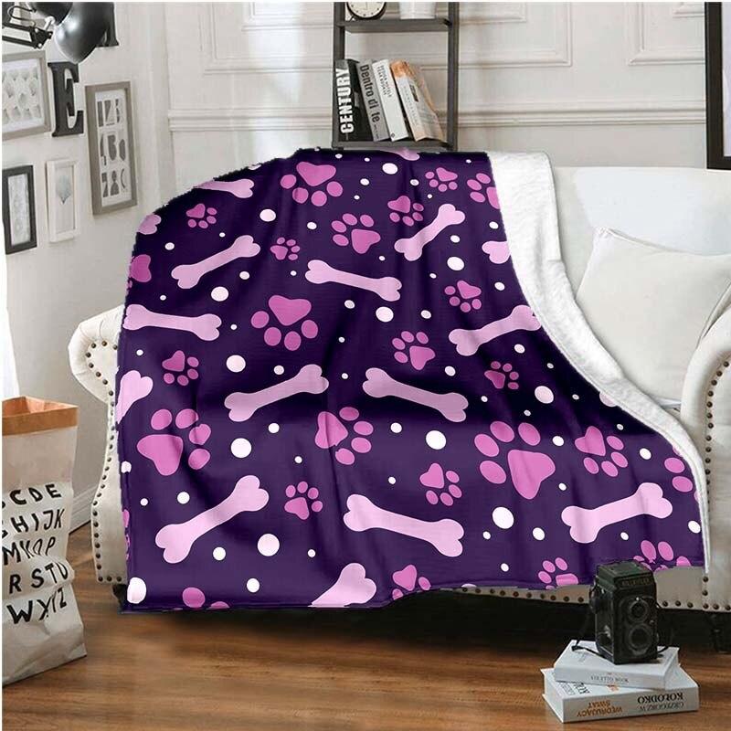 Одеяло с принтом щенячьих лап, одеяло для дивана-кровати, супер мягкое теплое одеяло, фланелевое одеяло